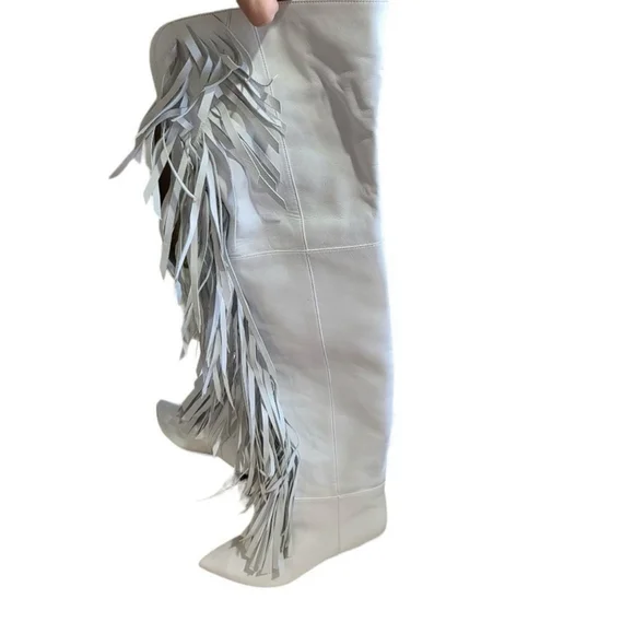 Sergio Rossi White Leather Over the Knee Boots IT 36 US 6 - Picture 7 of 16